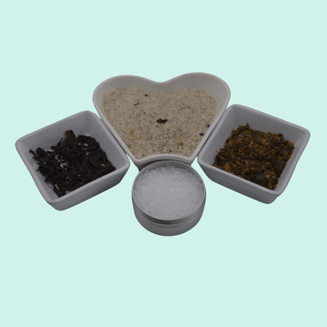 Bath salts handcrafted in Argyll, Scotland with orange lavender and patchouli essential oils and enhanced with sea salt and seaweed – for a luxurious, refreshing bath.