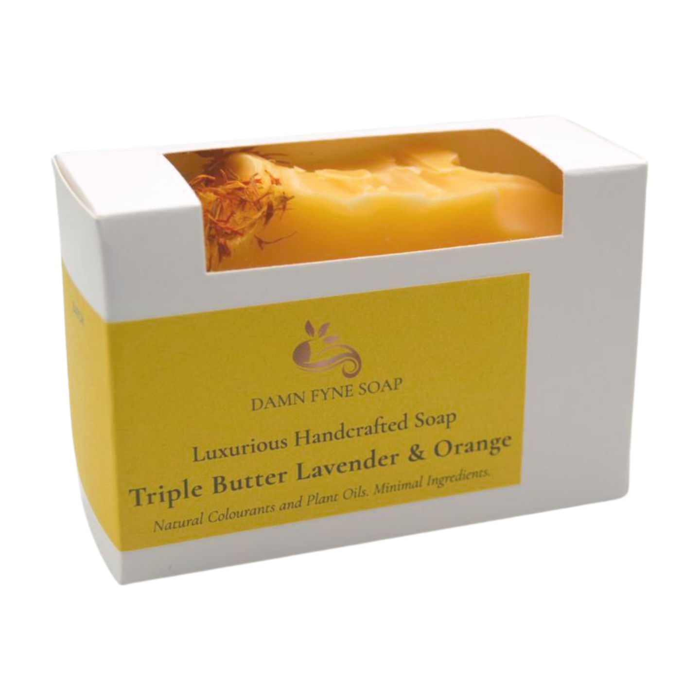 Handmade Lavender & Orange Soap bar by Damn Fyne Soap for mature skin. triple butter soap.