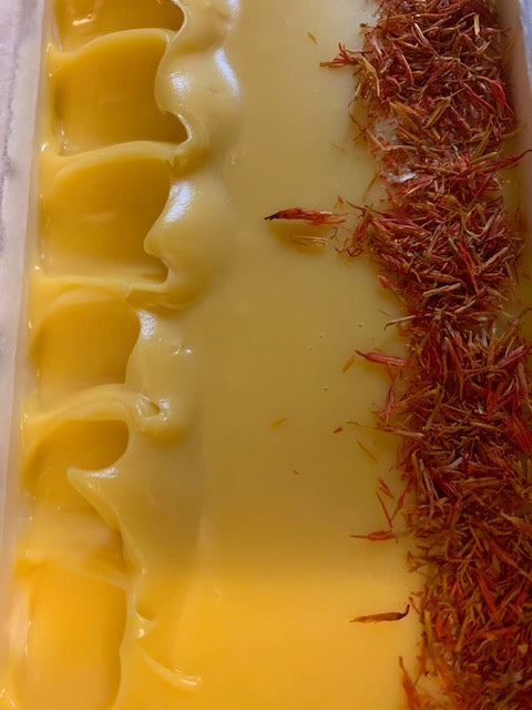 creamy soap. Luxurious soap infused with lavender and sweet orange essential oils.