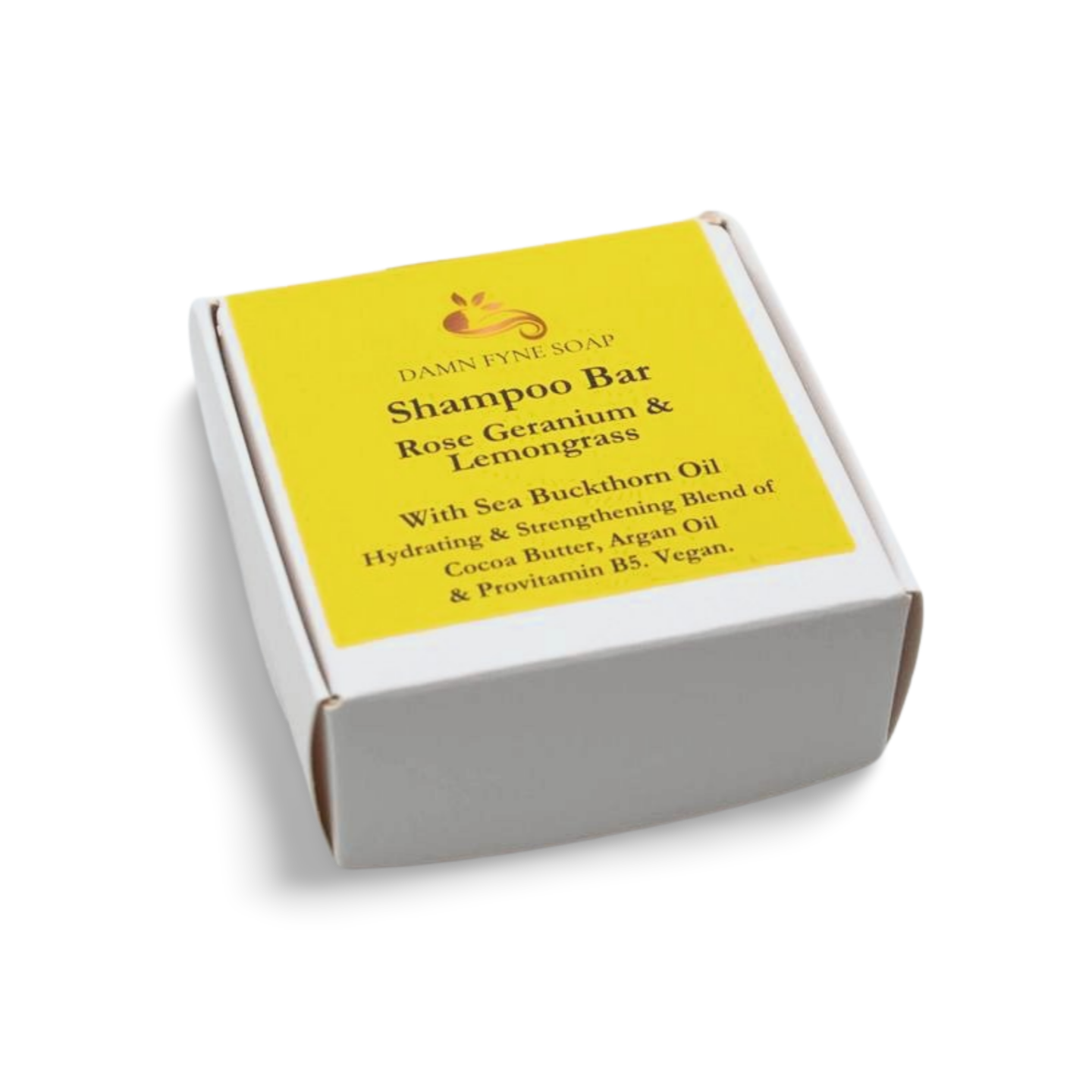 Rose Geranium & Lemongrass solid shampoo bar, handmade in Argyll, Scotland – natural, vegan, and plastic-free hair care.