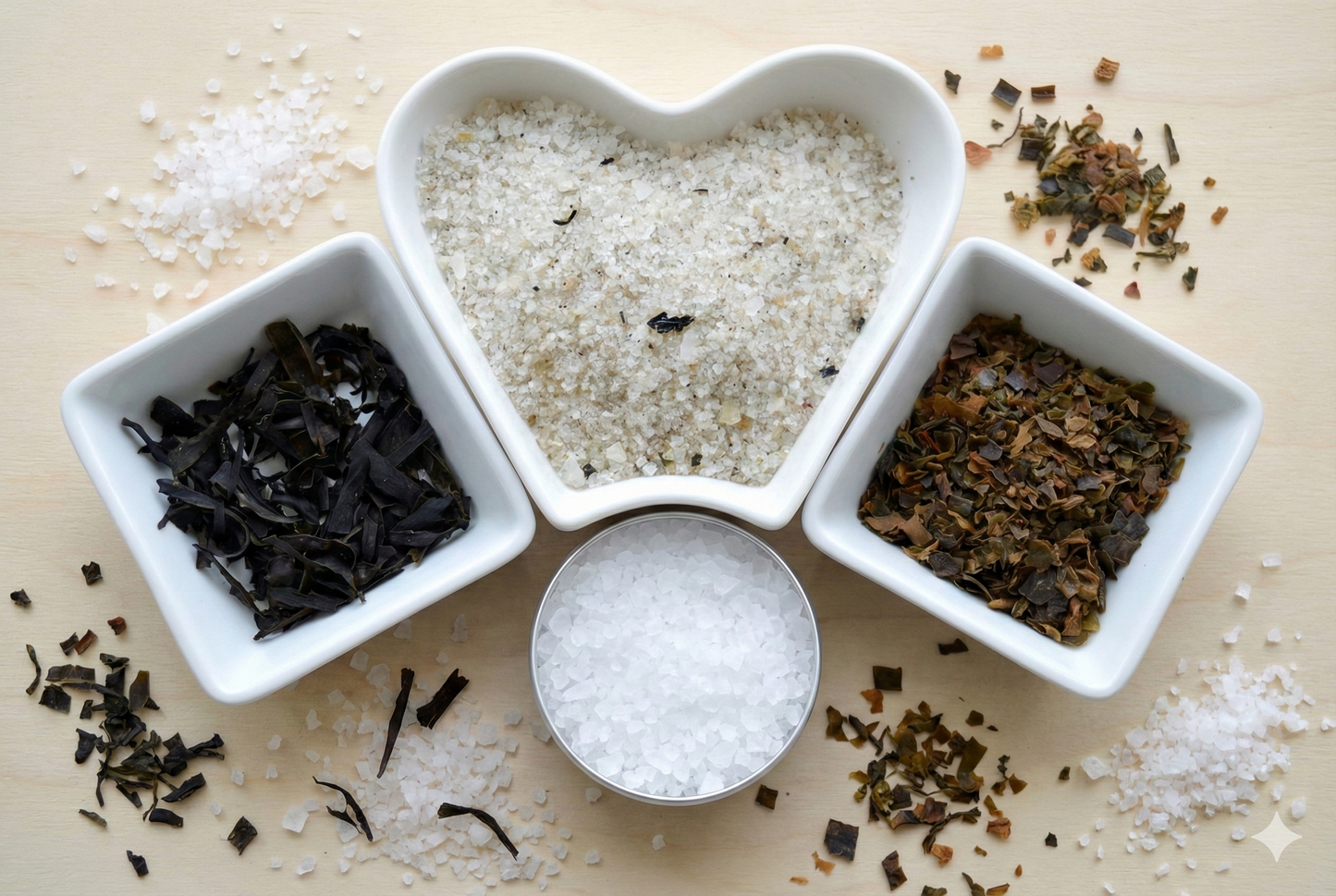 sea salt and seaweed bath salts with essential oils.