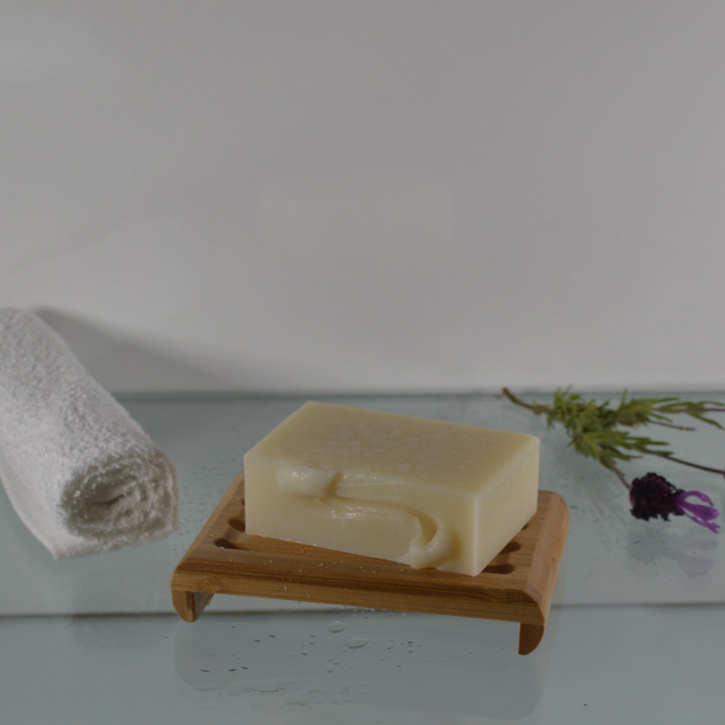 Lavender & Rose Geranium soap bar handmade in Argyll – plant-based, vegan, and ideal for sensitive skin.