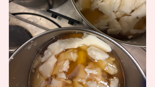 Plant oils and natural butters being prepared in the Damn Fyne Soap workshop in Tarbert, Argyll