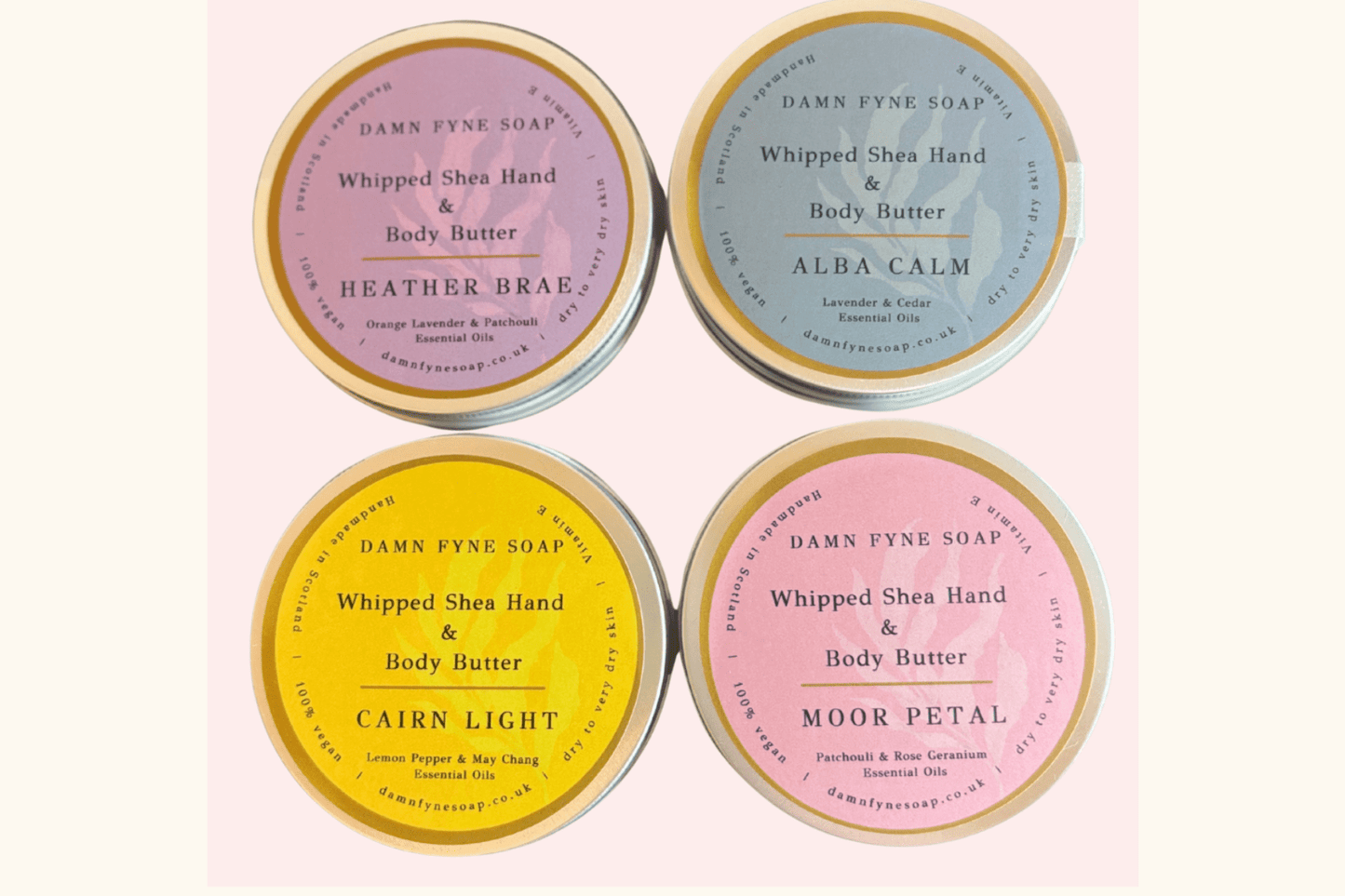 Gifts from scotland. gift box of four body butters made in argyll.