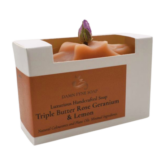 rose geranium soap. rose bud soap.