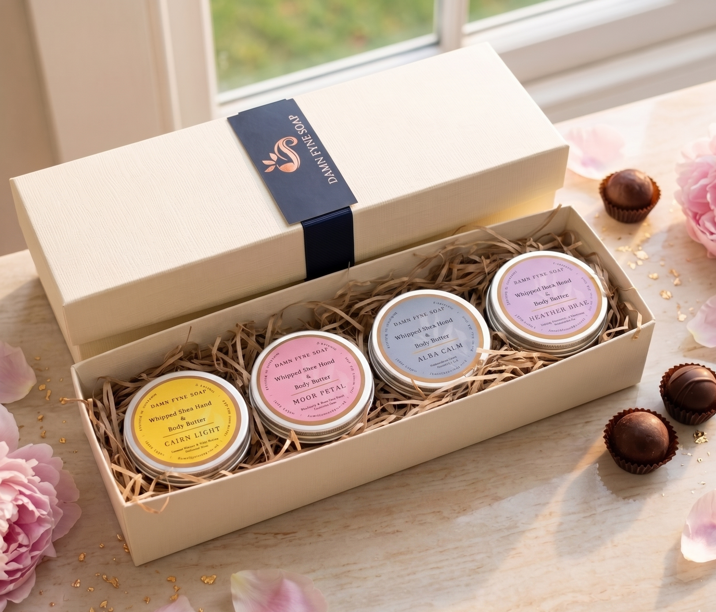 4whipped shea body butters in a gift box