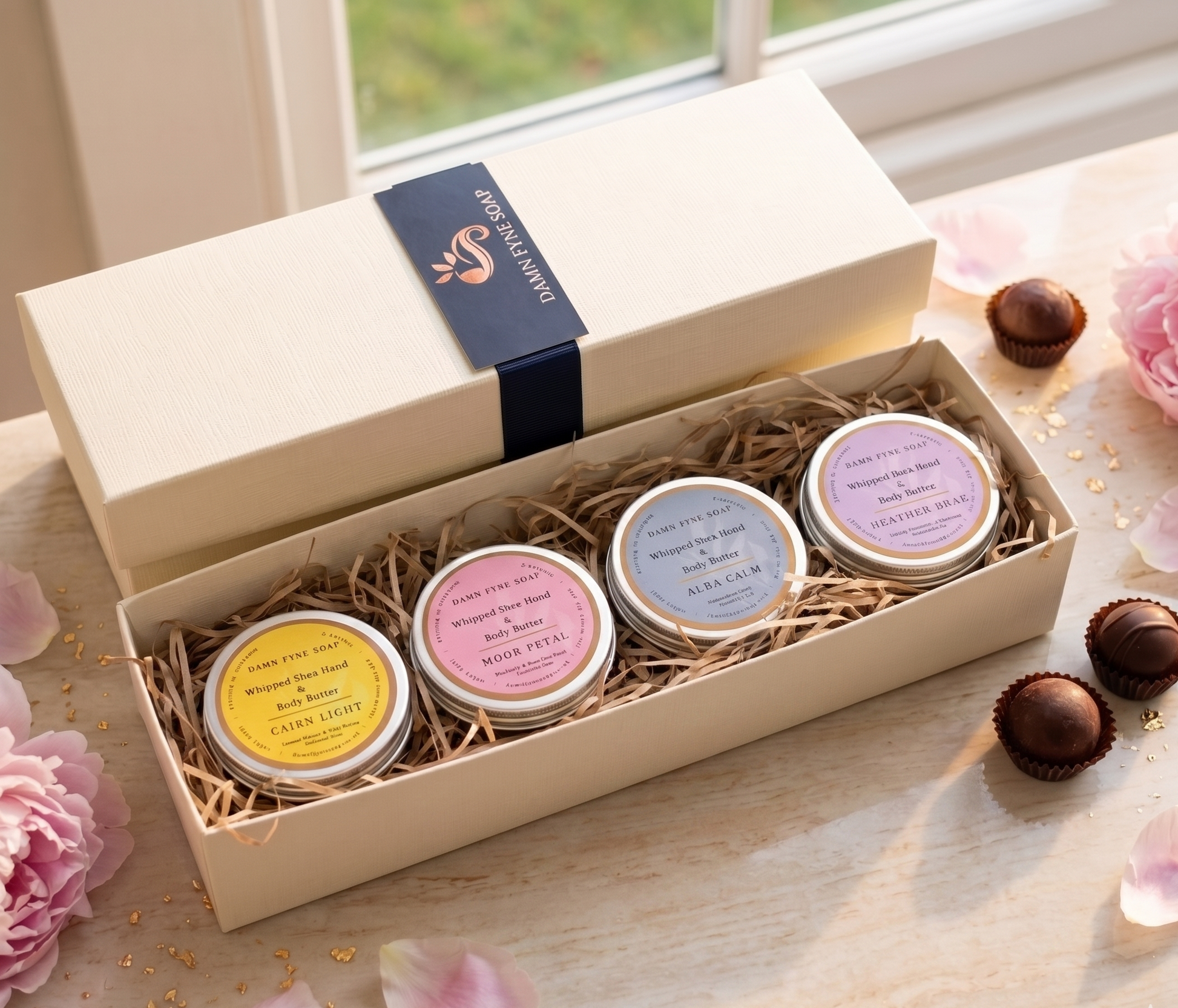 4whipped shea body butters in a gift box