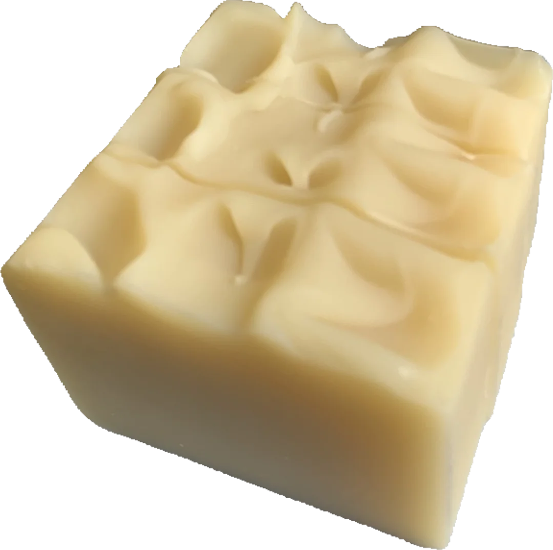 Handmade bar of Fyne Spice Drift soap showing the textured top