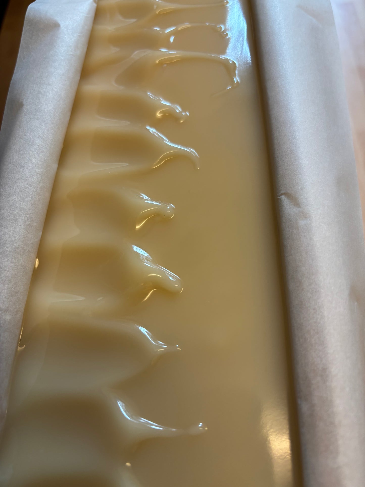 Close-up of the textured top of Loch Breeze handmade soap
