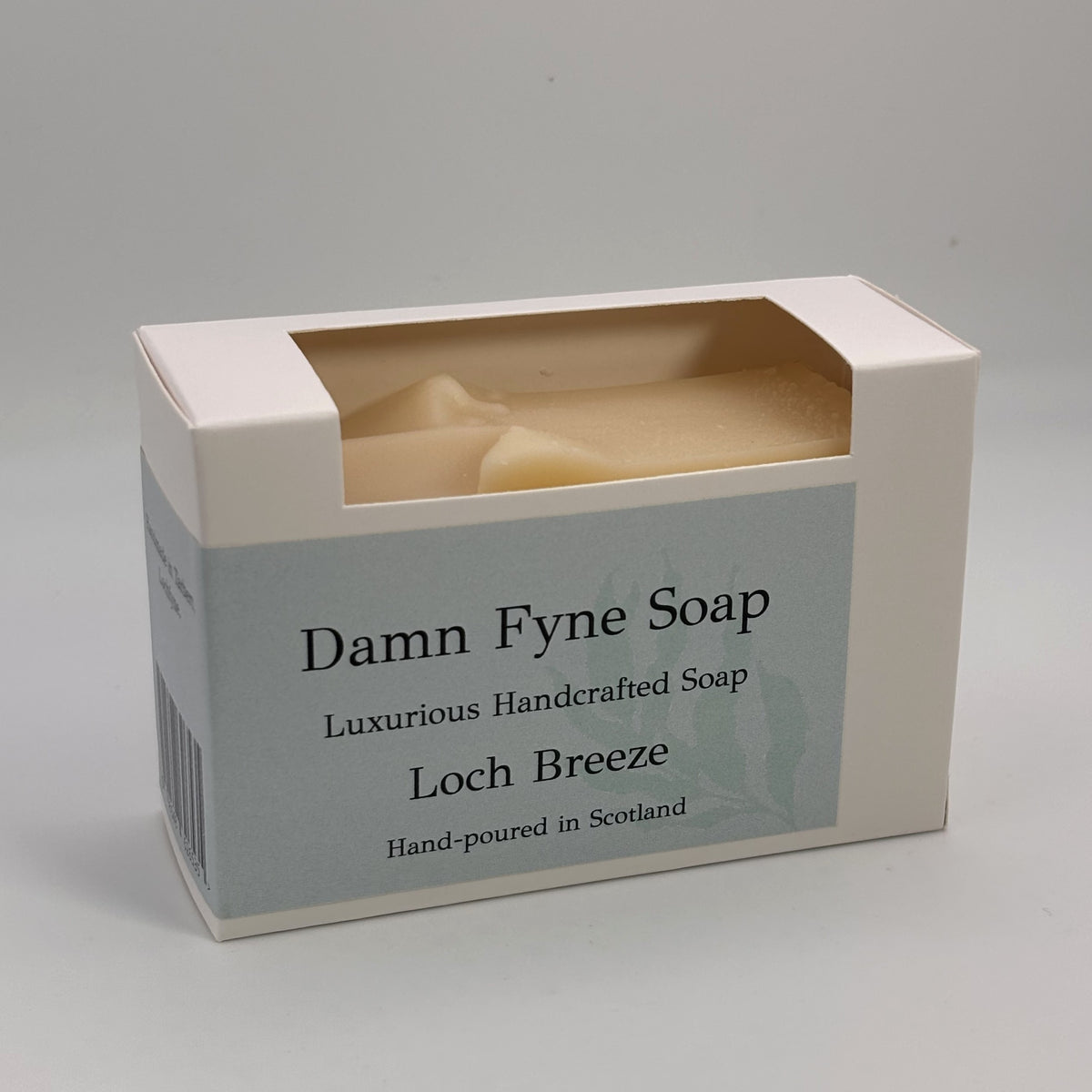Loch Breeze handmade soap in its paper box, made in small batches in Tarbert, Argyll.