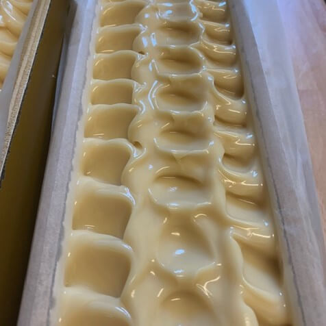 Close-up of the textured top of Fyne Spice Drift handmade soap
