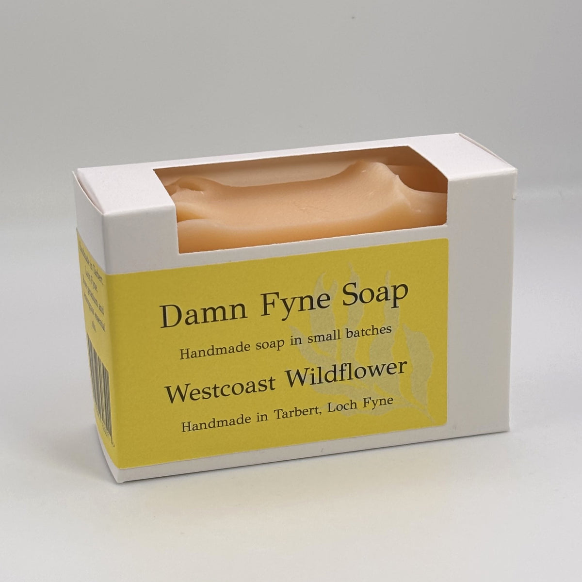 Westcoast Wildflower handmade soap in its recyclable cardboard box, made in Tarbert, Argyll.