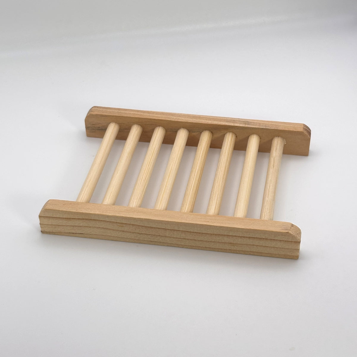 Natural wooden slatted soap dish for handmade soap bars
